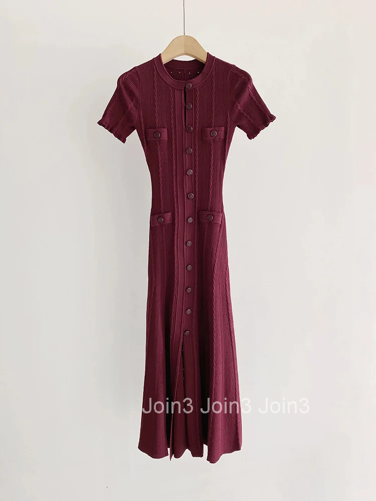 TSDFC New Spring Summer for Women Hollow Knitted Dress Temperament Short Sleeve Elegant Fashion Slim Bodycon Party Dress