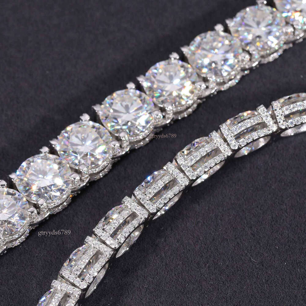Designer NecklaceDesign Iced Out Bracket 10mm Sterling Sier Vvs Moissanite Dia Baguette Buckle Tennis Chain Necklace