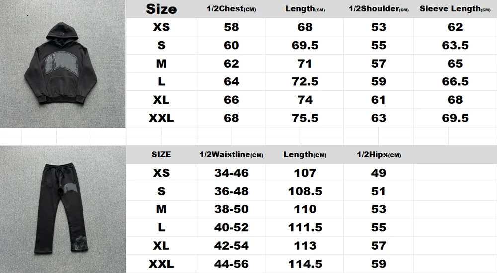 SY137 Jogging Streetwear Hoodies Trousers Set Centre Cee Tracksuit Men Clothing Black Fabric Print Casual Suit 250806