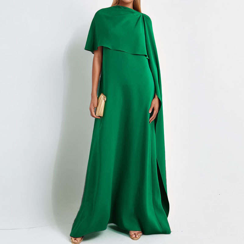 Women's Clothing Winter New Style Elegant Solid Color Ribbon Loose Slit Dress For Women B5