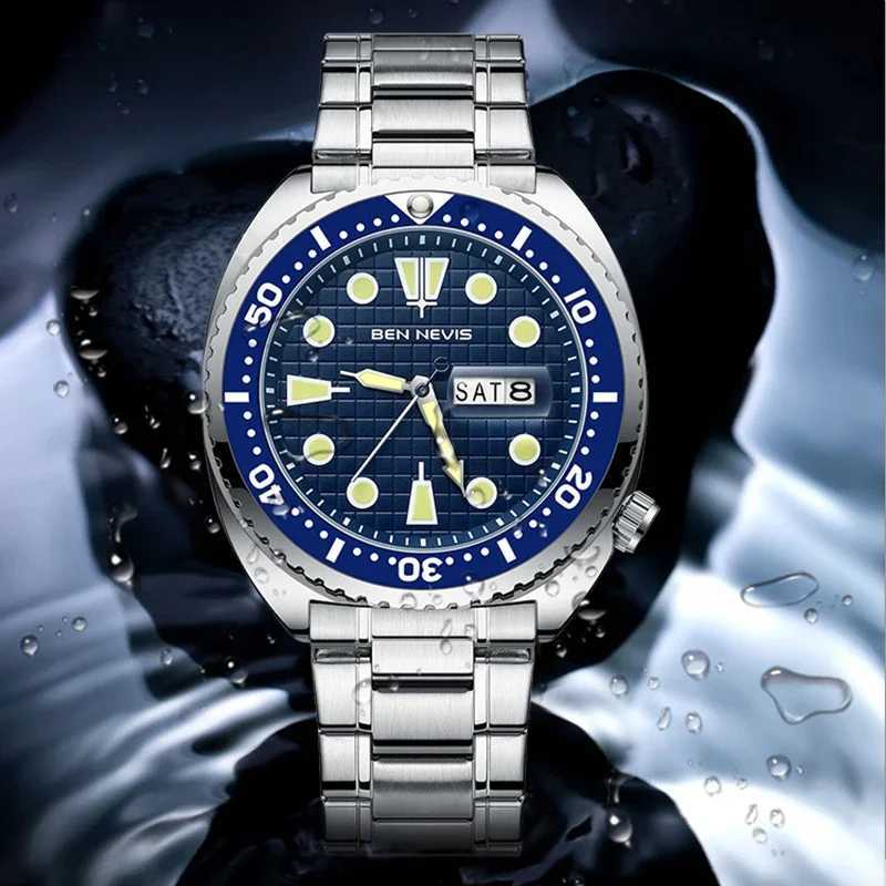 44mm Sports Luxury 6105 Turtle Style Wrist Install Quartz Men Stainless Steel Str Diving Men Wrist W250806
