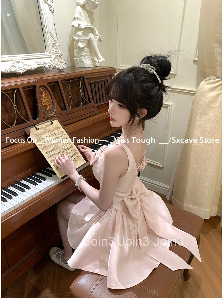 Summer New Elegant Evening Party Mini Dresses Women Vintage Sleeveless Y2K Mini Birthday Dress Casual Korean A-line Vestidos