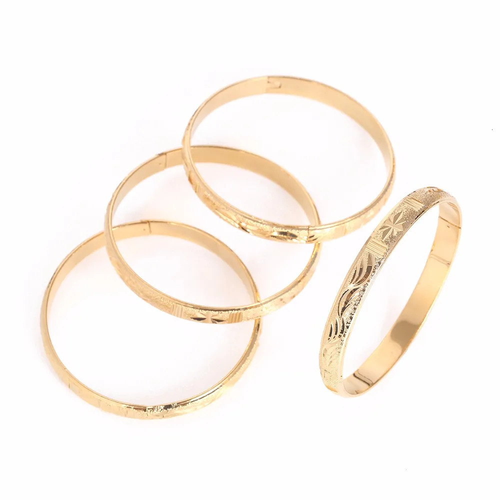 4pcs Ethiopian Jewelry Gold Color Bangles Dubai Gold Bangles for African Bangles Bracelets for Women Gifts 250805