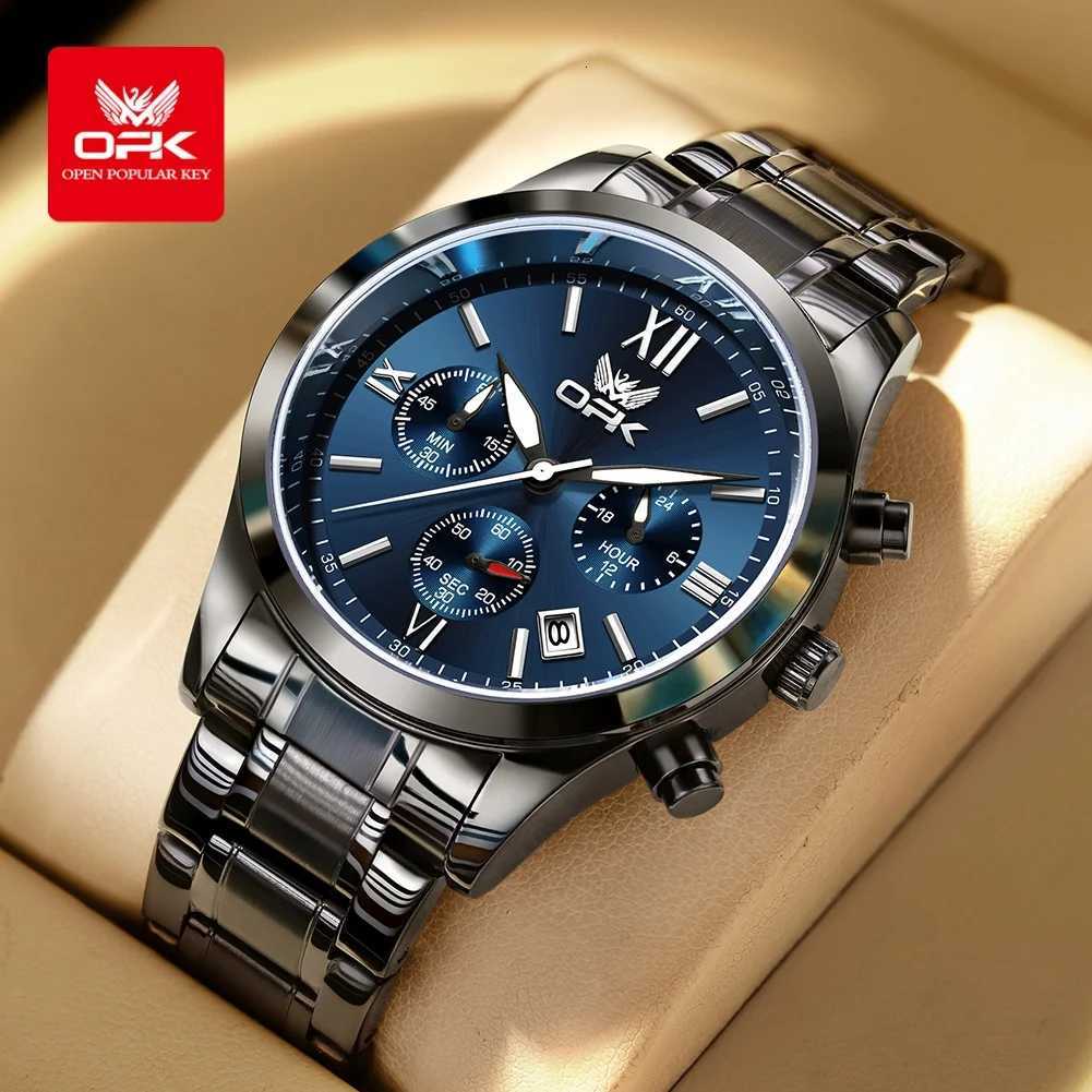 OPK Mens es Trend Fashion Original Quartz for Men Waterproof Luminous Date Chronograph 24h Dual Scale Dial Watch W250806