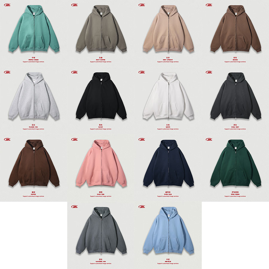 Simple Solid Color Hooded Zipper Outerwear Mens Streetwear Casual Long Sleeve Sweatshirts Men