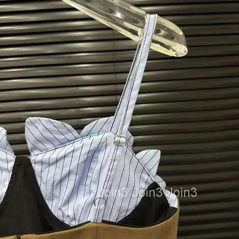 Fashion Elegant 3D Flower Decoration Suspender Dresses For Women Evening Party Contrast Color Dress Female Trendy 11A04976