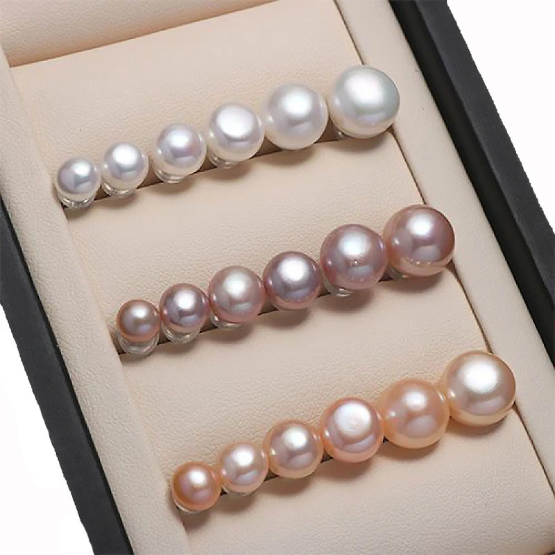 3 Color Natural Pearls Stud Earrings Real Freshwater Cultured Pearls 925 Metal Earring Wedding Fashion Jewelry Gifts for Women 250805