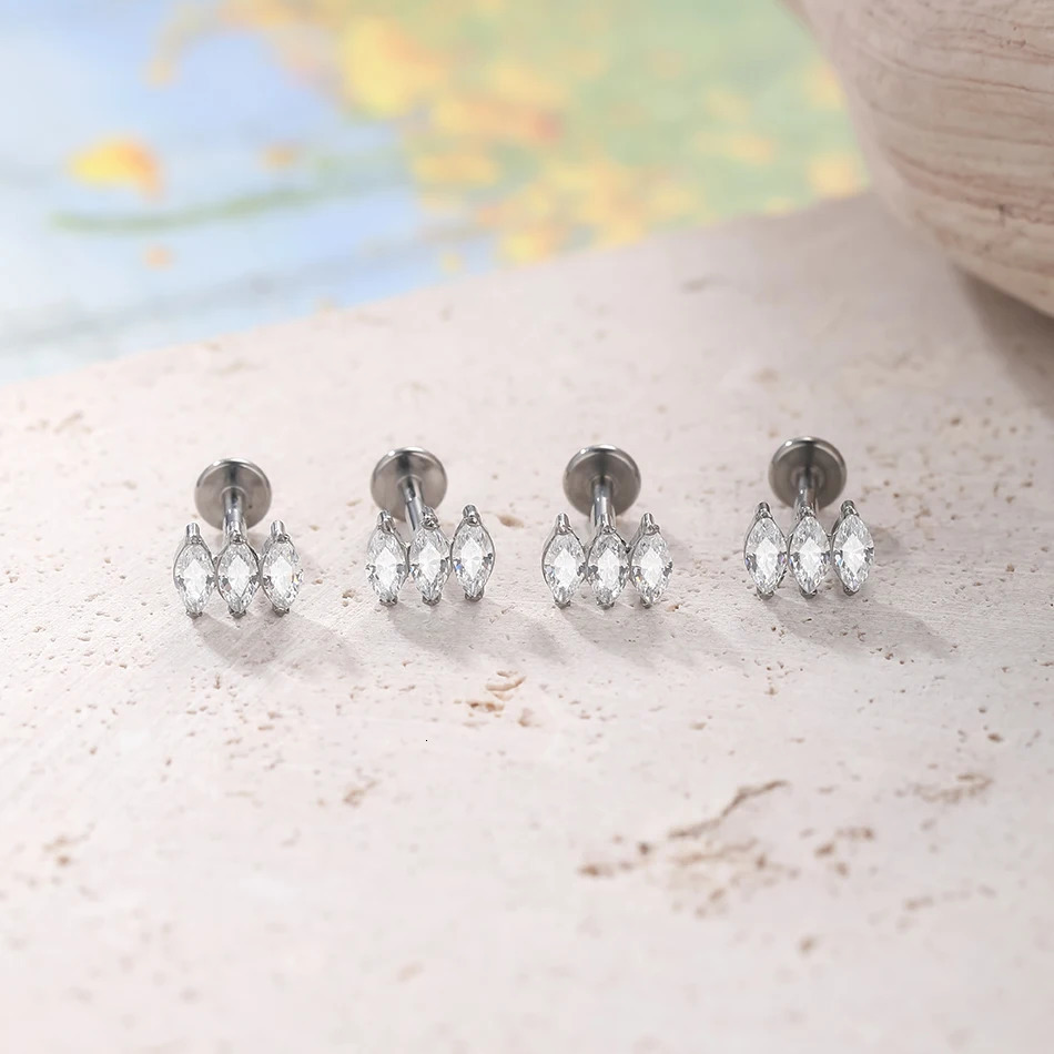 1Pc G23 Labret Ear Tragus Earring Stud Internally Threaded Zircon Lip Rings Cartilage Helix Piercing Body Jewelry 16G 250805
