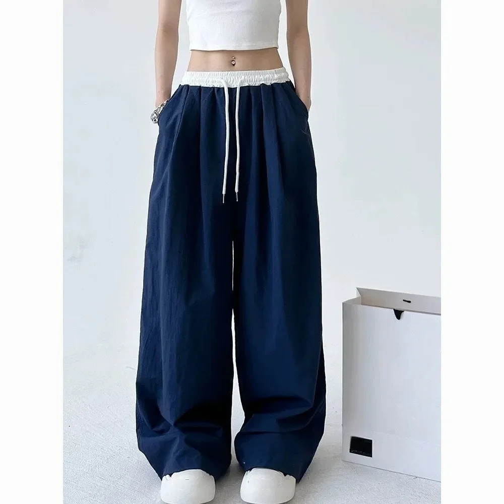 High Street Womens Wide Leg Pants Drawstring Y2K Gothic Hip Hop Ladys Cargo Pants sweet Matching Female Trousers Summer 250806