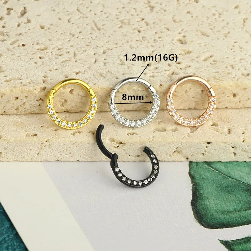 Stainless Steel Hoop Piercing Earring For Women Zircon CZ Cartilage Piercing Helix Daith Conch Tragus Rook Lobe Ear Ring Jewelry 250805