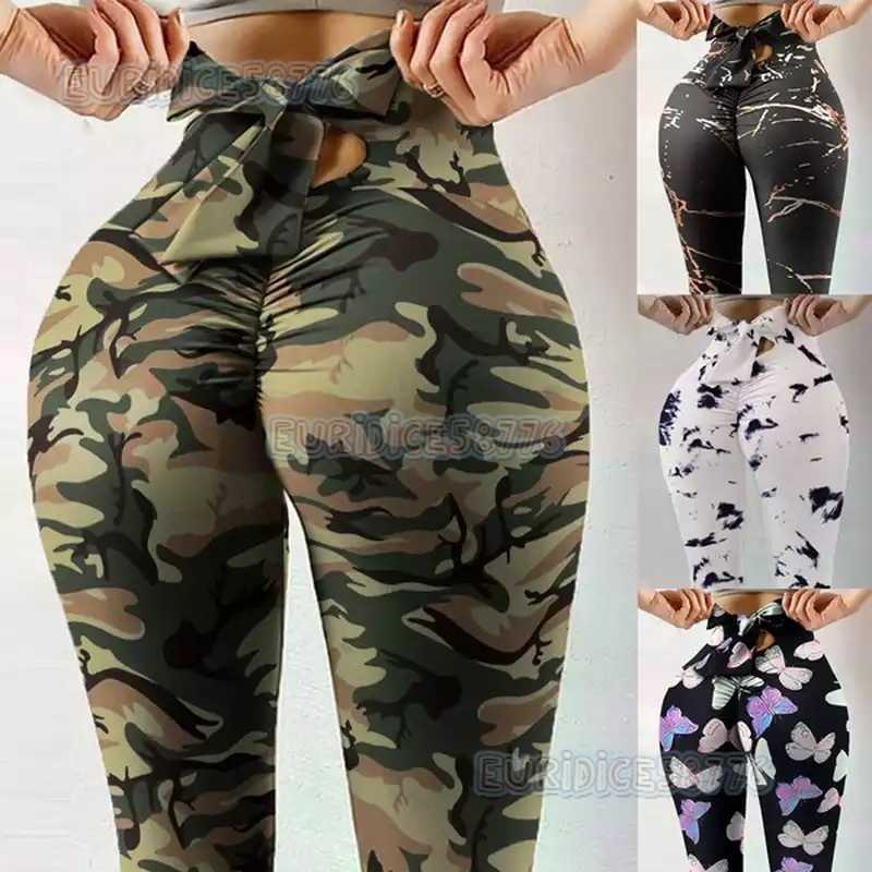 Womens Butterfly Print Yoga Buttocks Carrying Leggings Large Nightclub Bow H250806