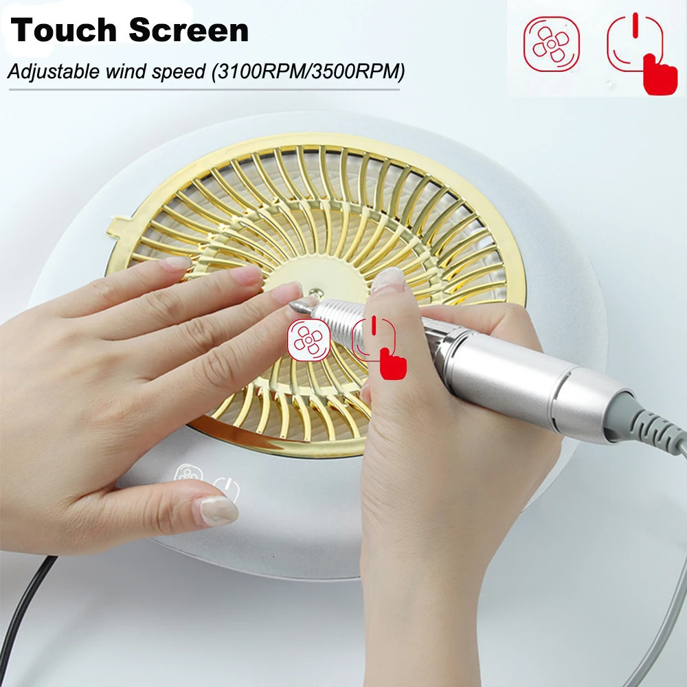 60W 35000 RPM Nail Drill Machine with Vacuum Cleaner Reusable Filter Strong Nail Dust Collector Professional Manicure Drill 250729
