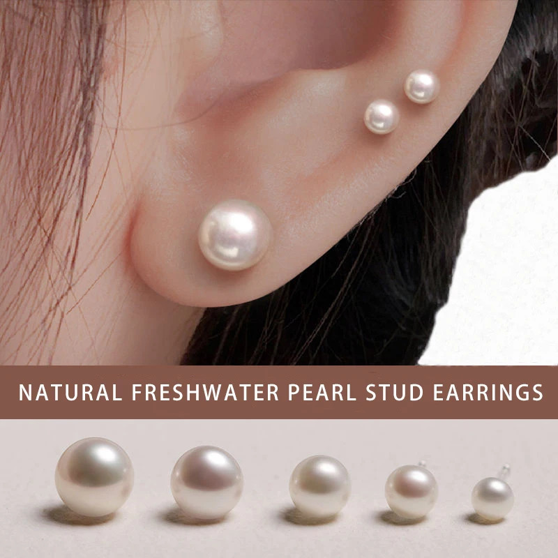 3 Color Natural Pearls Stud Earrings Real Freshwater Cultured Pearls 925 Metal Earring Wedding Fashion Jewelry Gifts for Women 250805