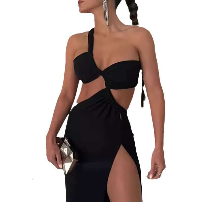 Women's Summer New Solid Color Sleeveless Slit Sexy Backless Irregular Dress 661 B5