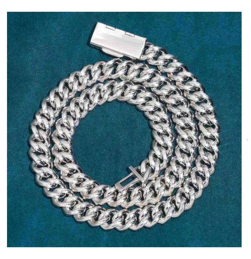 3 Rows 12mm-18mm VVS Moissanite Miami Iced Cuban Link Chain Passes Diamond Tester GRA Hip Hop 925 Silver Necklace