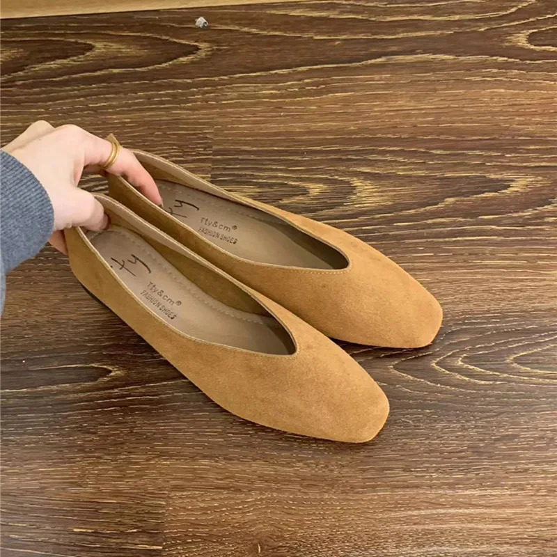 Bailamos Womens Square Toe Vintage Flats Soft Loafers Comfortable Leather Ballet Shoes for Female Dress Shoes Mujer 250731