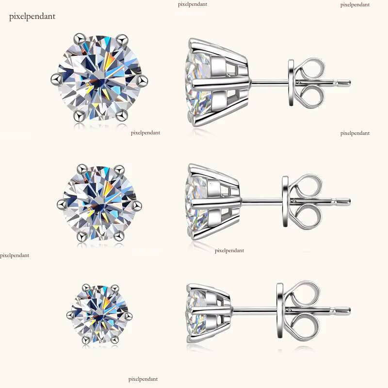 0.5ct 1CT 2CT 3CT Gold Plated Sterling Sier VVS Silicon Stone Earrings with Gra Certificate