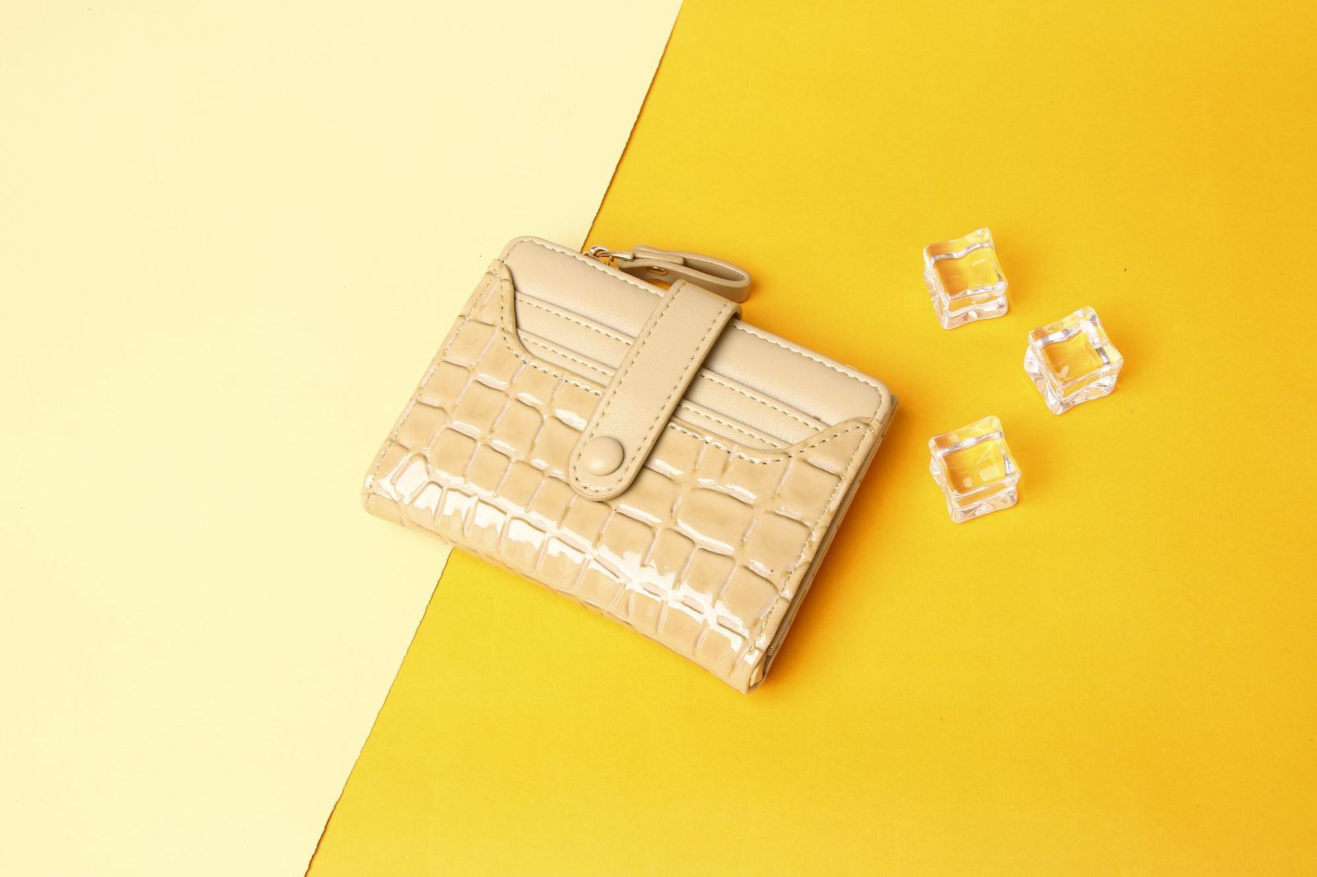 New Short Women's High-end Multi-card Slot Multi-functional Card Holder Solid Color Stone Pattern Coin Purse Wallet