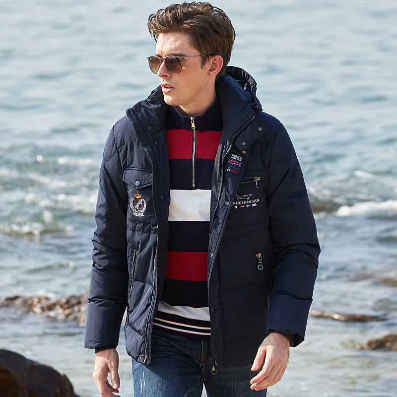 New Down Feather Mens Jacket Thickened Bruce Shark 70% Gray Duck Down Men Coats Fashion Casual Winter Warm Large Size 3XL W250806