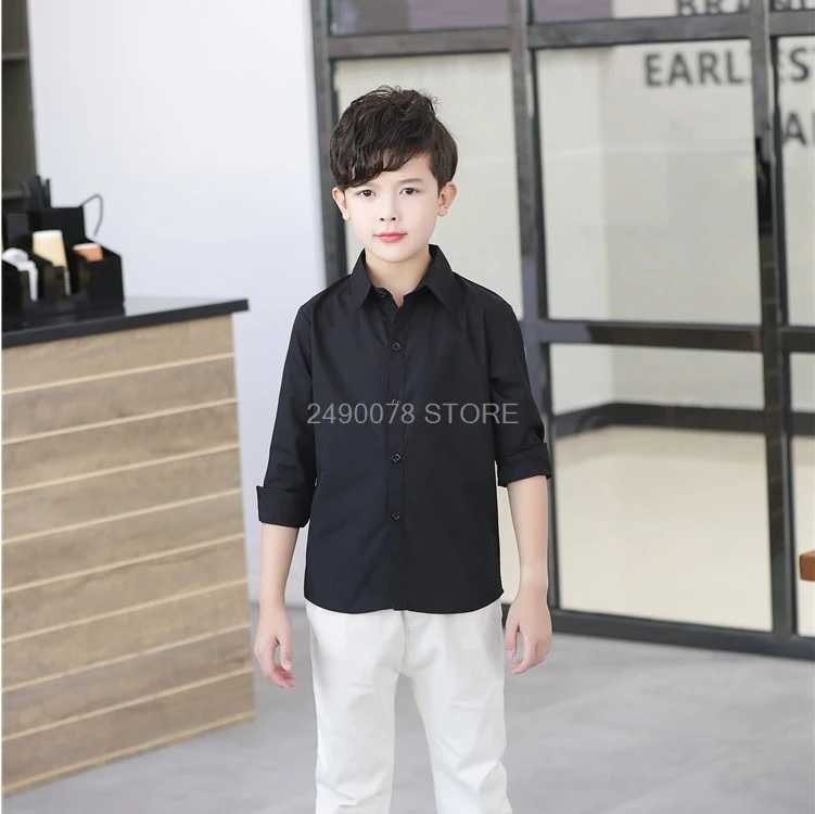 Boys White Shirts for Kids Clothes Solid Cotton Formal Shirt for Boys Teenagers School Performance Uniform 4-16 Years Old X250806