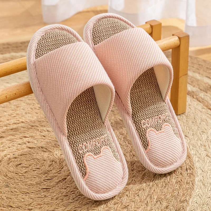 Linen Slippers Indoor Home Breathable Women Men Slides Linen Couples Anti-slip Shoes Beach Sandals Shoes Comfortable Flats TG20 250731