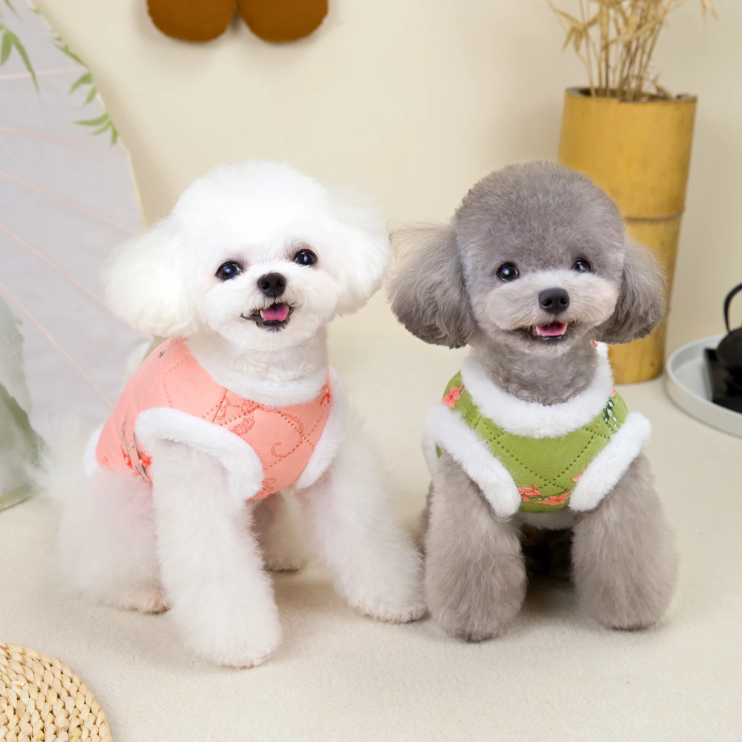 Year Chinese Style Pet Dog Tang Suit Warm Pet Vest Clothes Festival Small Dogs Winter Jacket Dog Costume Outfits 250805