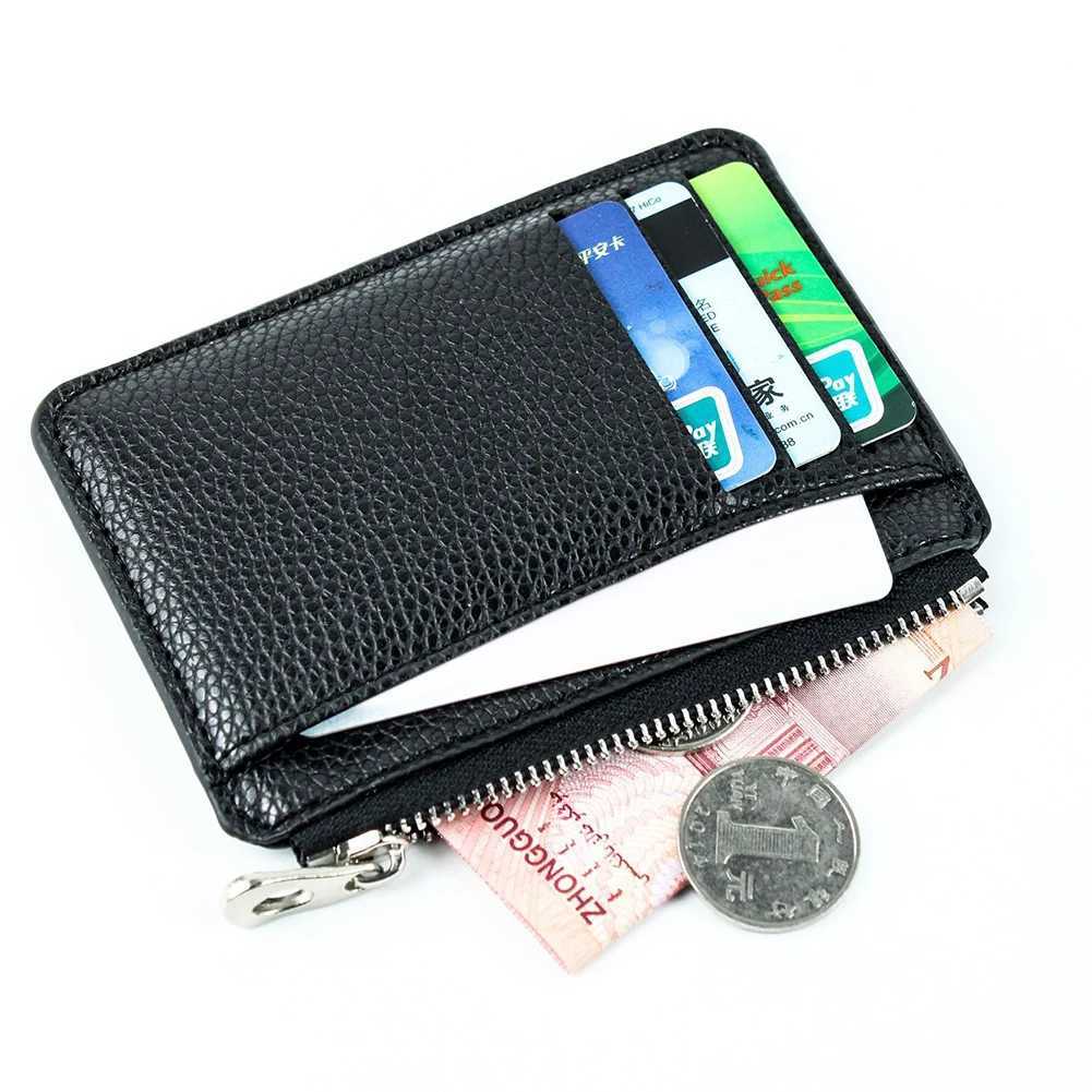 Mens Slim PU Leather Wallet Male Card Holder Mini Zipper Coin Purse Luxury Brand Designer Small Minimalist Wallet for Men XJ250806