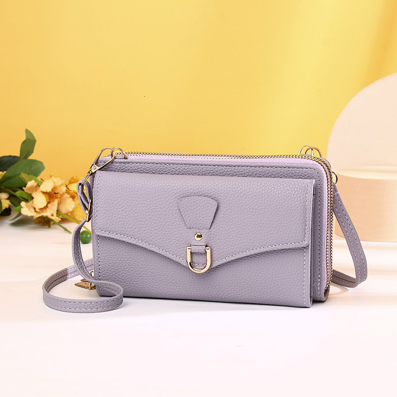 New Women's Phone Wallet Korean Style Multi-Card Slot Double Layer Zipper Single Shoulder Crossbody Bag