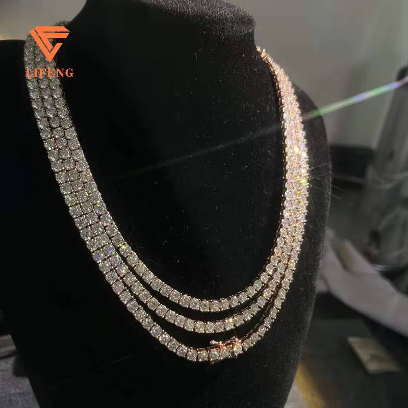 6mm Luxury Classic Hot Sale Moissanite Tennis Chain Tennis Necklace S925 Silver Tennis Chain Hip Hop Mens Moissanite Chain
