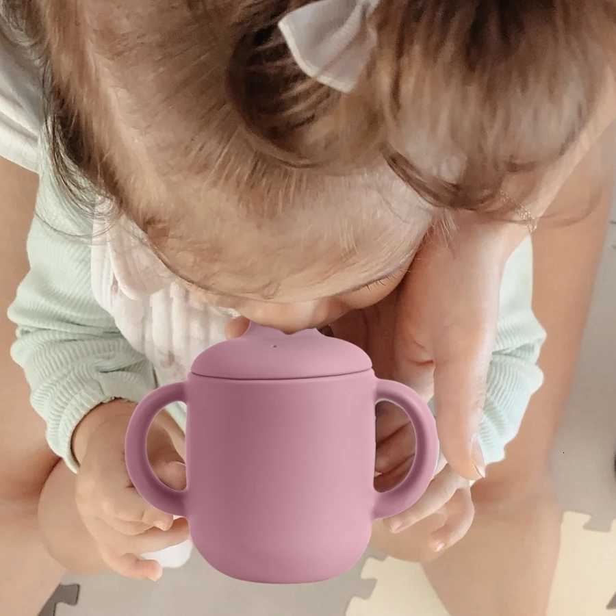 1PCS Baby Learning Drinking Cup With Double Handle BPA Free Leakproof Infant Water Cups Bottle Cup with Lid Baby Supplies X250806