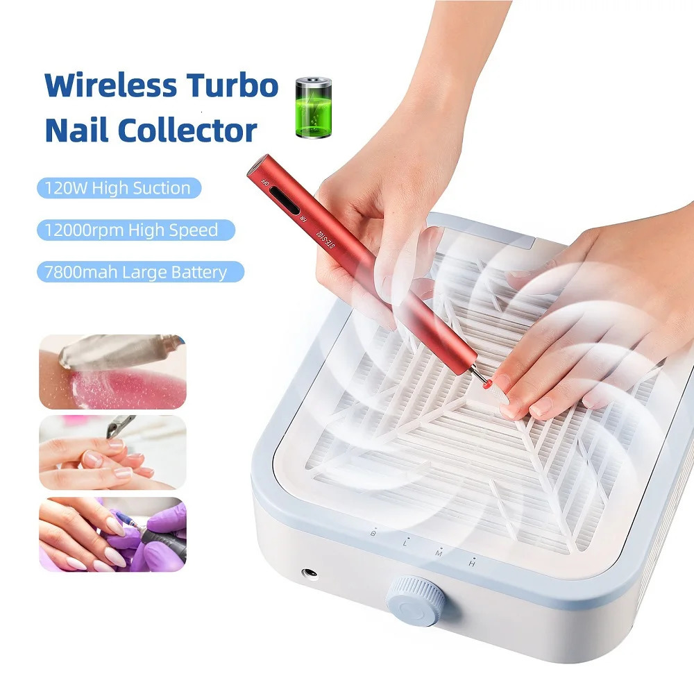 Wireless 120W Super Suction Nail Dust Collector Brushless Nail Dust ctor Nail Art Manicure Fan Vacuum Cleaner With 2 Filter 250729