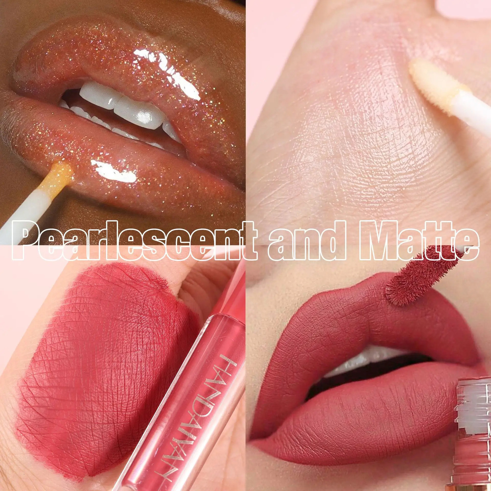 Nude Lip Gloss Set 4 Piece Matte Velvet Lipstick Pearlescent Easy To Color Waterproof Liquid Lipstick Kit Non Stick Cup Lip Tint 250805