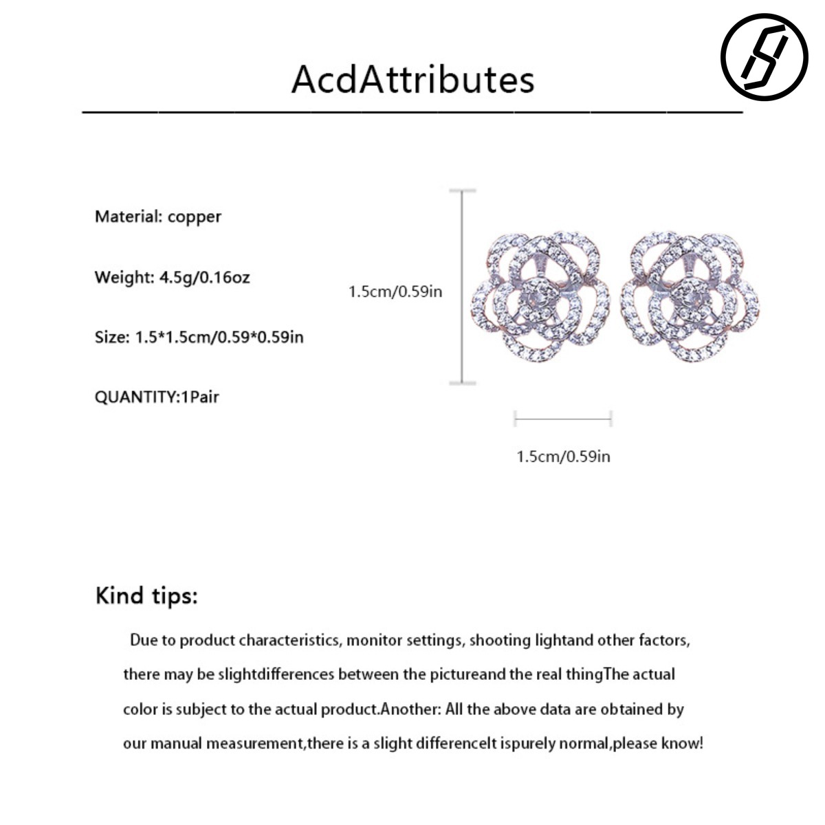 Designer Women's New Retro Hollow Inlay Zircon Camellia High-end All-match Earrings Ear Clip Original Jewelry TUES