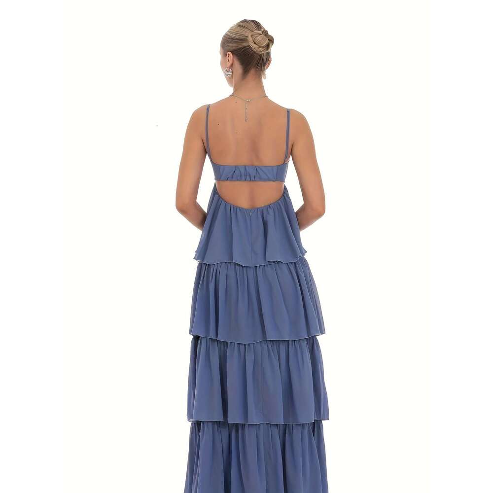 Women's Sexy Elegant Evening Backless One-Shoulder A-Line Dress, Essential for Proms, Banquets, and Nightclubs - Machine Washable High-End Party 