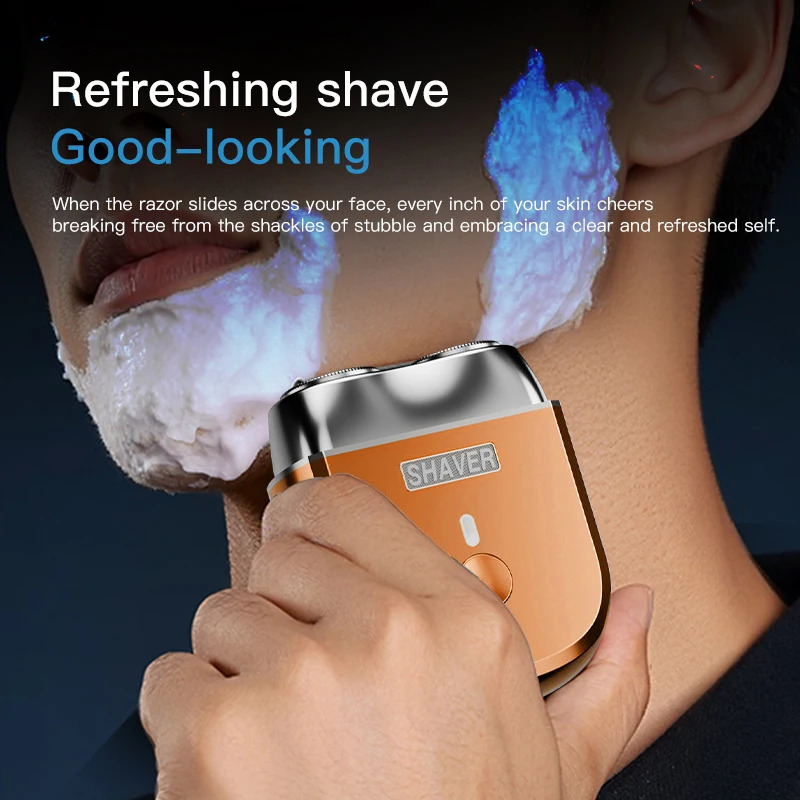 Mens Magnetic Electric Shaver With Double Floating Head Portable Travel Cordless Razor 2 Speed Adjustable Mini Beard Trimmer 250805