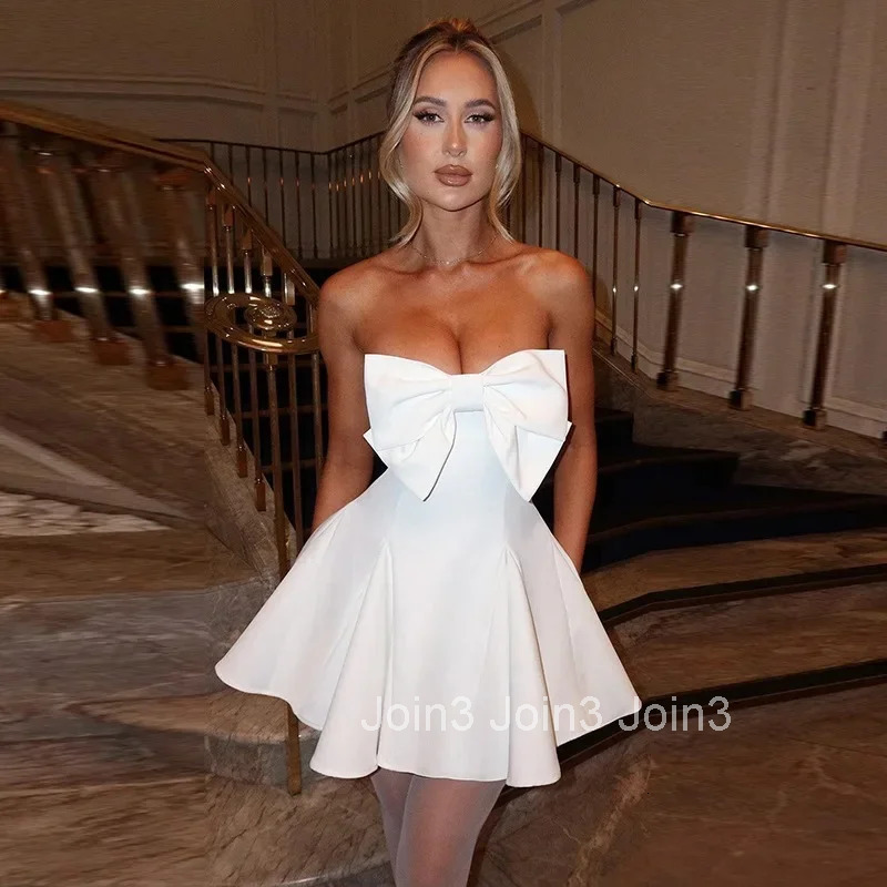 YL24445 Autumn New Elegant Sexy Slim Fit Bow Tie Less Cropped Dress Womens Fashionable European and American Style