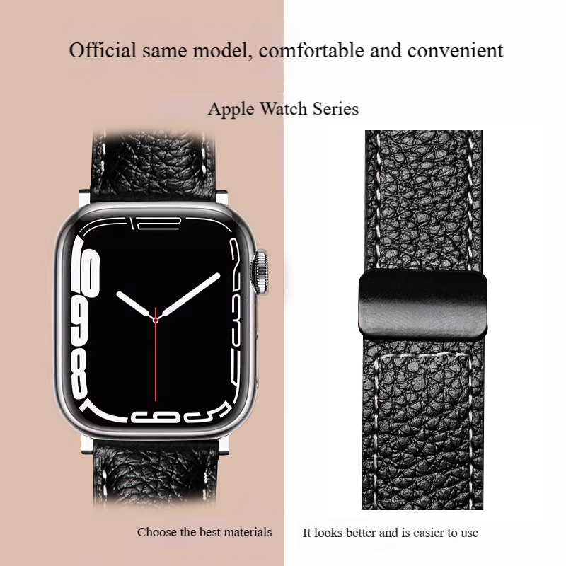 Soft Genuine Leather Metal Magnet Buckle Strap Compatible with Full Range of Models - CX858