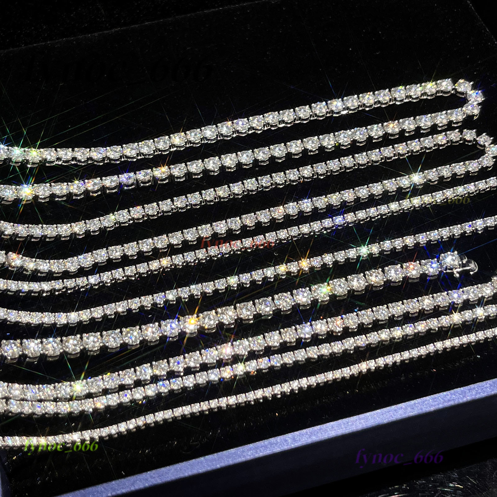 Mens Fashion 925 Silver Moissanite Tennis Chain Necklace 18K Plated 2mm Width