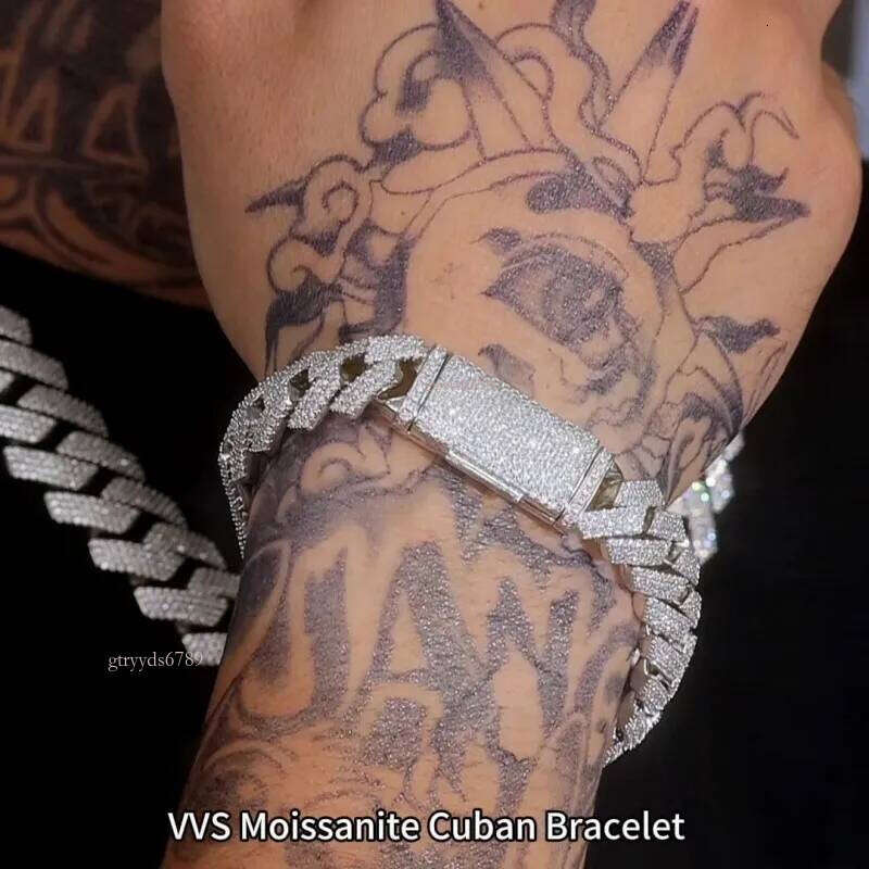 Top-quality 14mm 18-24 inches High-quality jewelry ice crystal sparkling flawless sapphire Kruba chain bracelet set