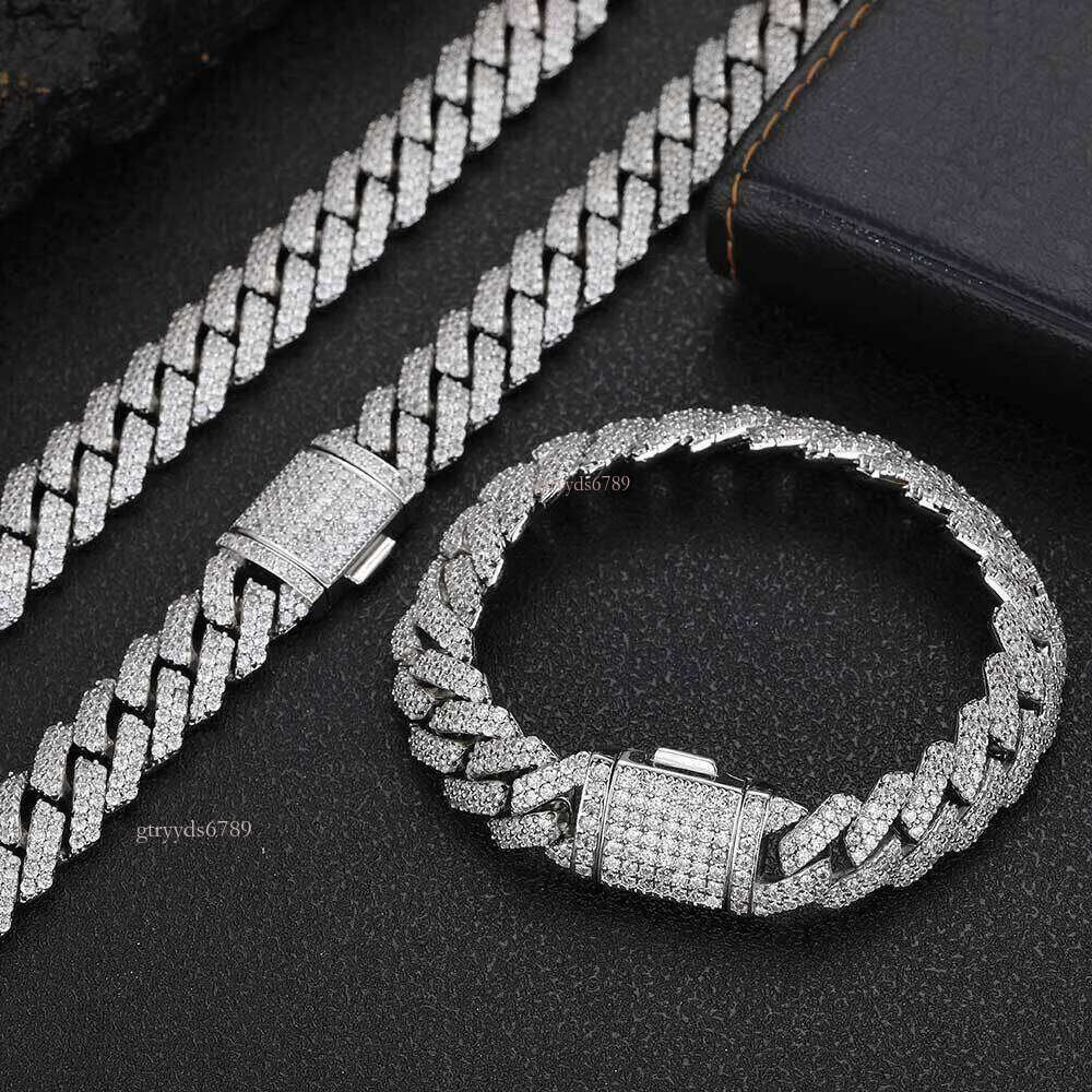 Good Quality Hiphop Jewelry 12mm Moissanite Dia Mens Necklace Cuban Link Chain pass tester giftFree quick delivery for men's necklaces