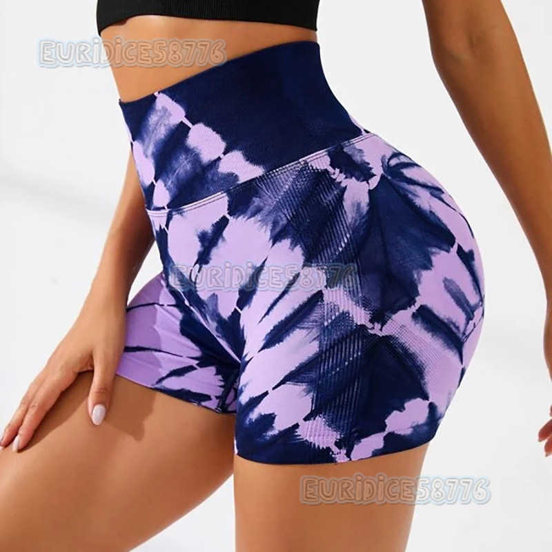 New Tie-dye Yoga Pants High Waist Hip-lifting Breathable Fitness Pants Dye-flower Three-quarter Yoga Shorts H250806