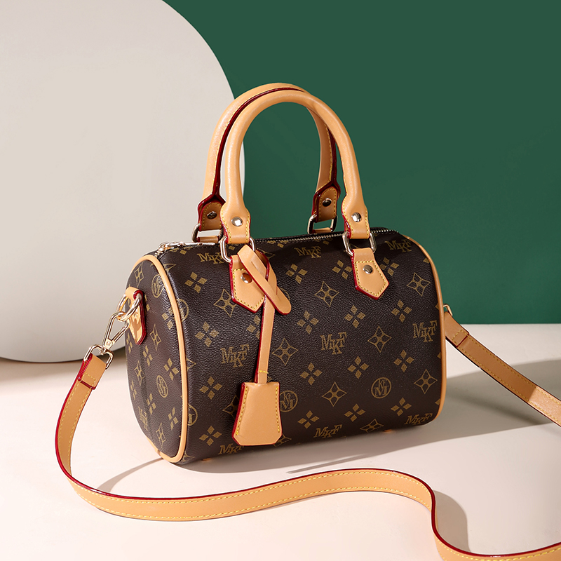MKF designer bag free shipping Light luxury genuine leather High quality casual Boston bag versatile classic vintage handbag for woman