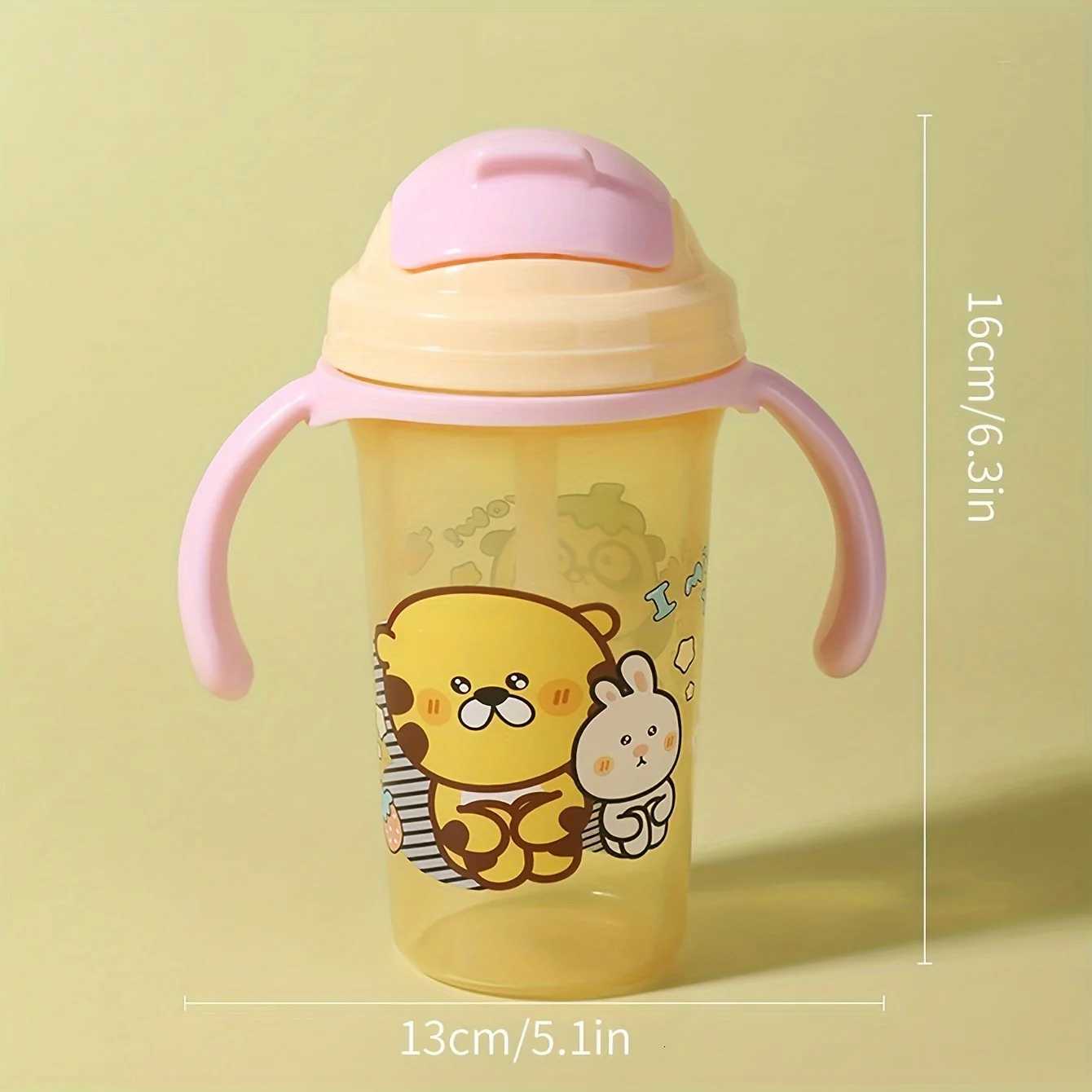 300ML Water Bottle Learning Drinking Cup with Straw Cover and Handle X250806
