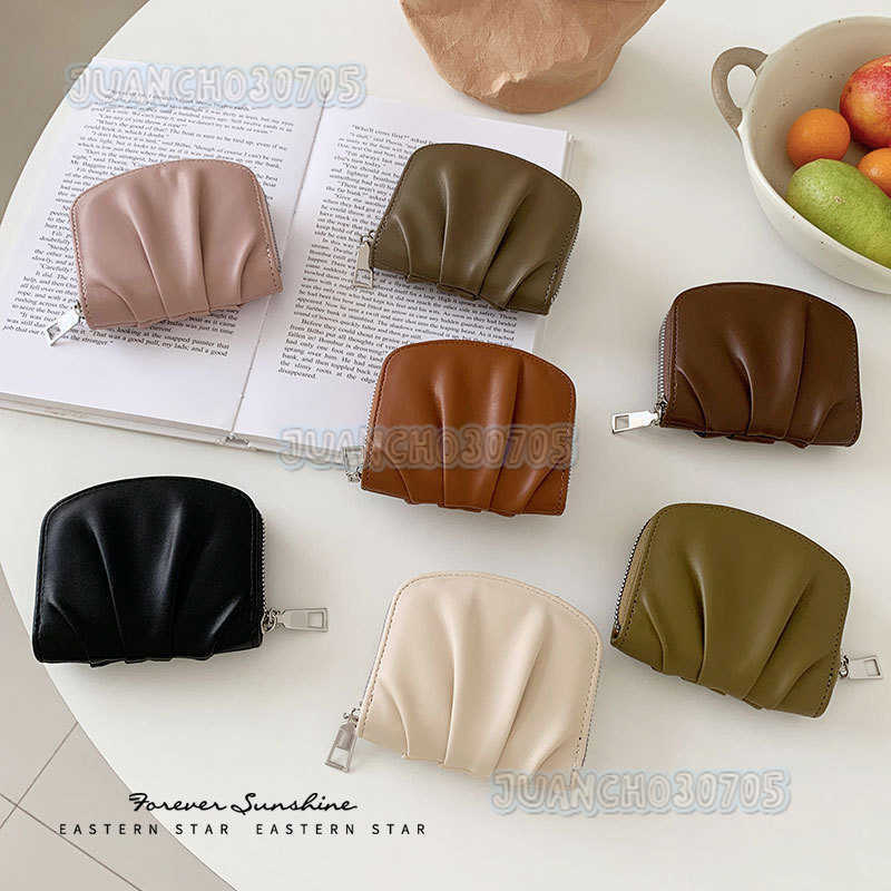 Pleated New Simple Cute Small Wallet for Women Celebrity Solid Color Versatile Coin Purse Wallet H250806