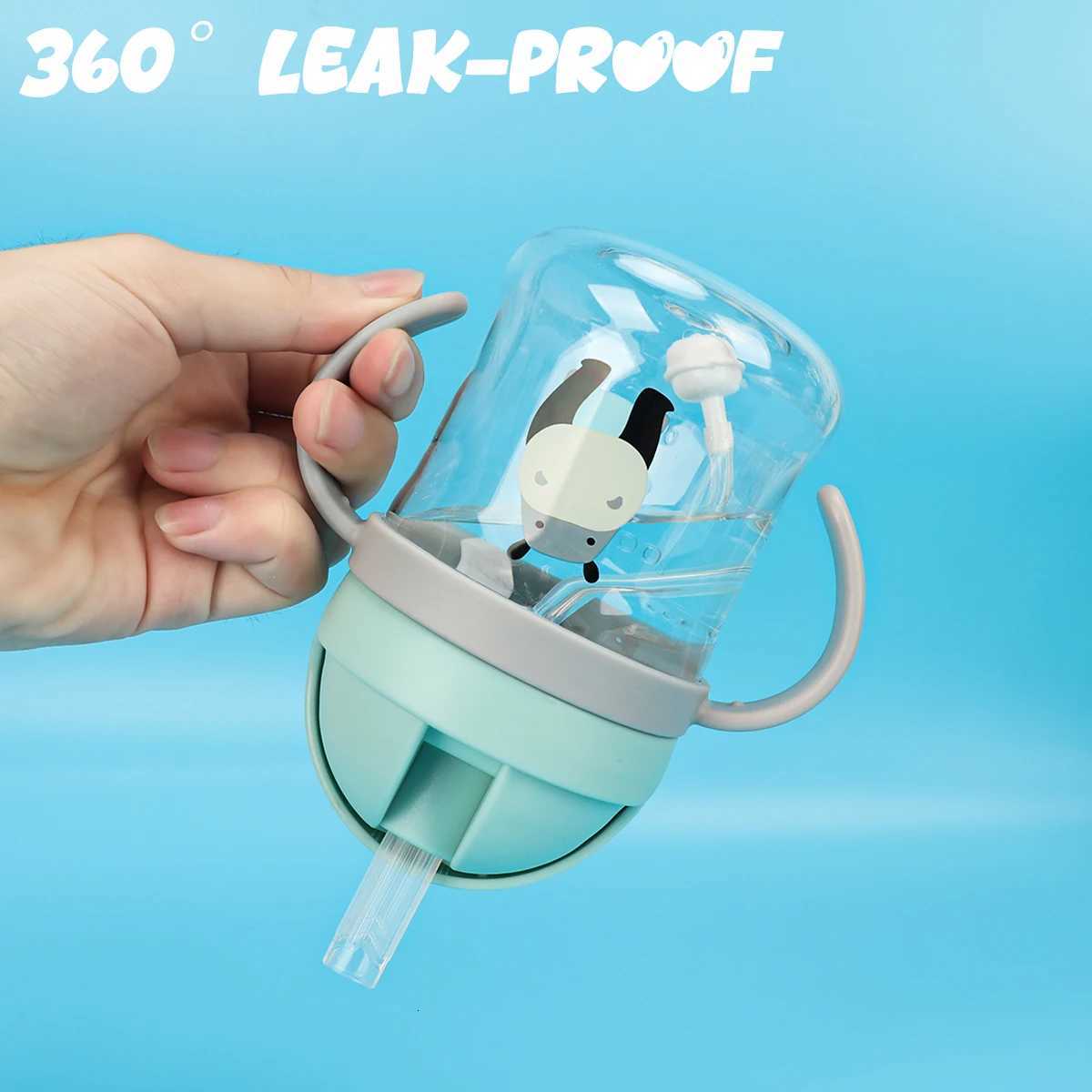 250ml/350ml Kids Water Bottle with Straw Leak-Proof Silicone Ball Wide Mouth Baby/Toddler Sippy Cup X250806