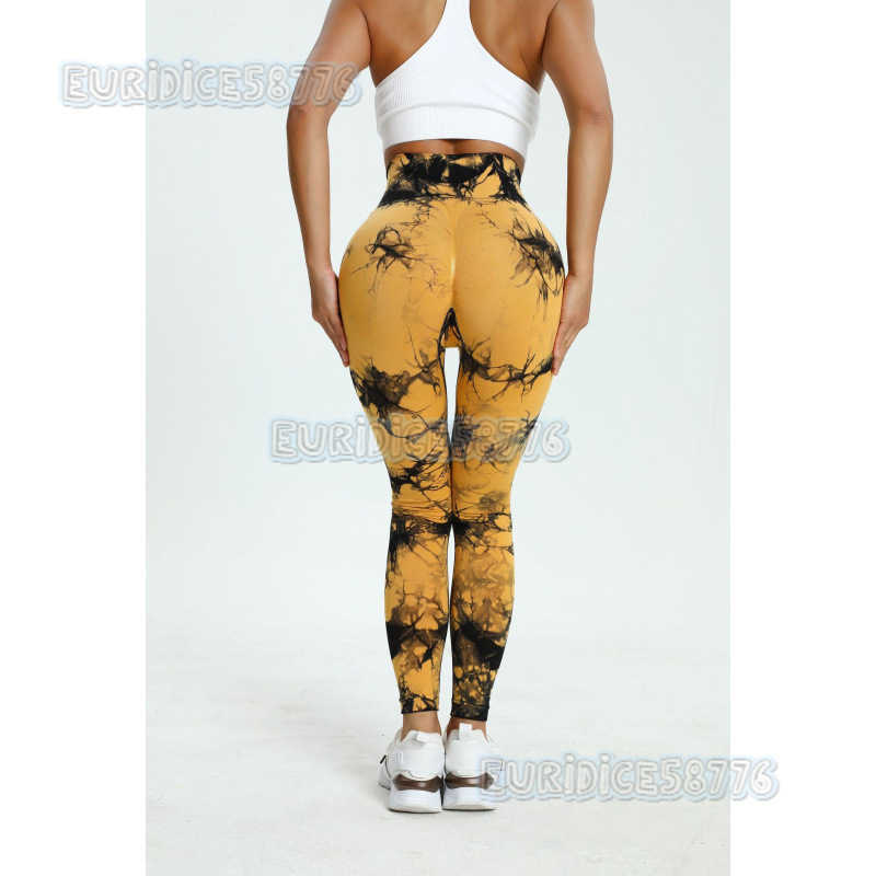 Seamless Tie-dye Yoga Pants Fitness Embarrassing Lines Quick-dry Sports Leggings High Waist Peach Butt High Elasticity Pants H250806