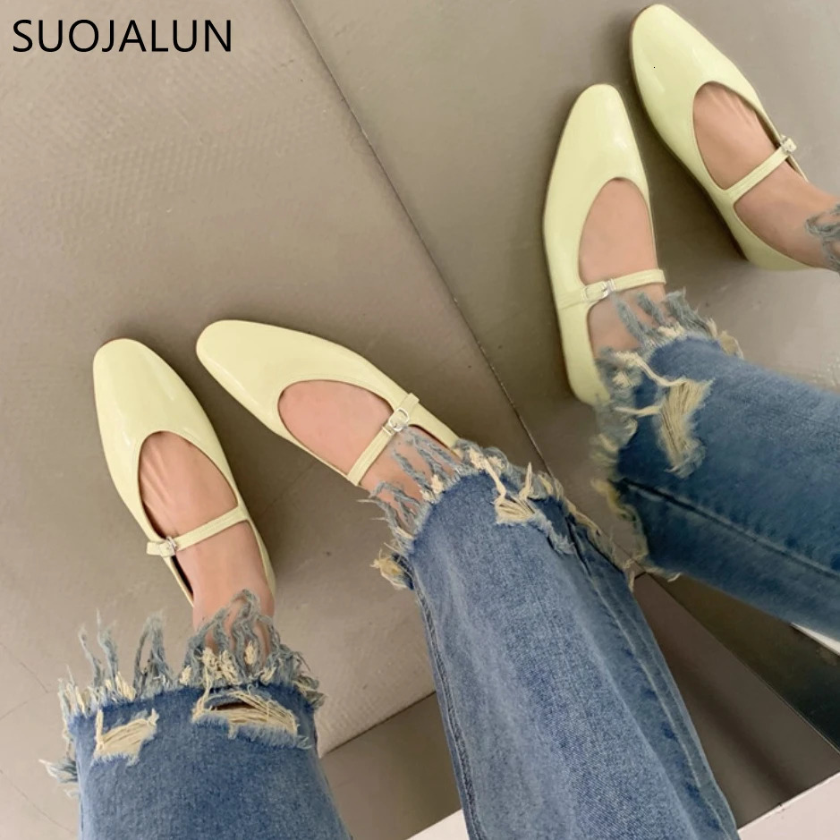 SUOJIALUN Summer Women Flat Shoes Fashion Shallow Ladies Casual Soft Mary Jane Shoes Outdoor Dress Flat Ballet Shoes 250731