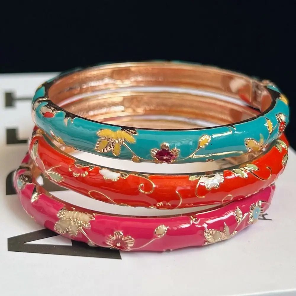 Enamel Chinese Cloisonne Bracelet Double Bangle Traditional Peony Filigree Flower Bangle Ethnic Vintage Womens Hand Bracelet 250805