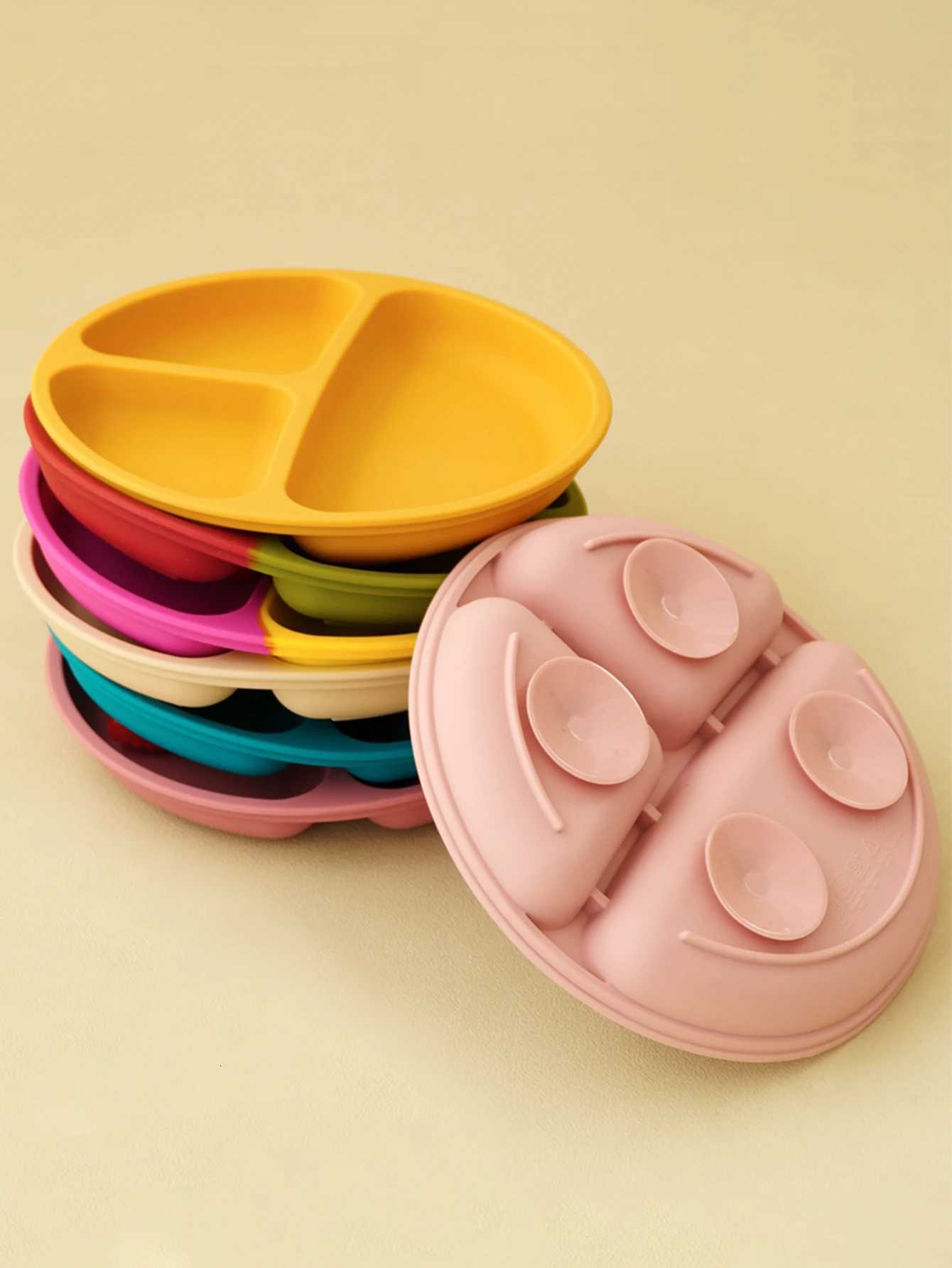 1PCS Color Kids Baby Sucker Silicone Dishes Plate Good Grade Dining Plate Feeding Bowl Toddle Training Tableware Baby Stuff X250806