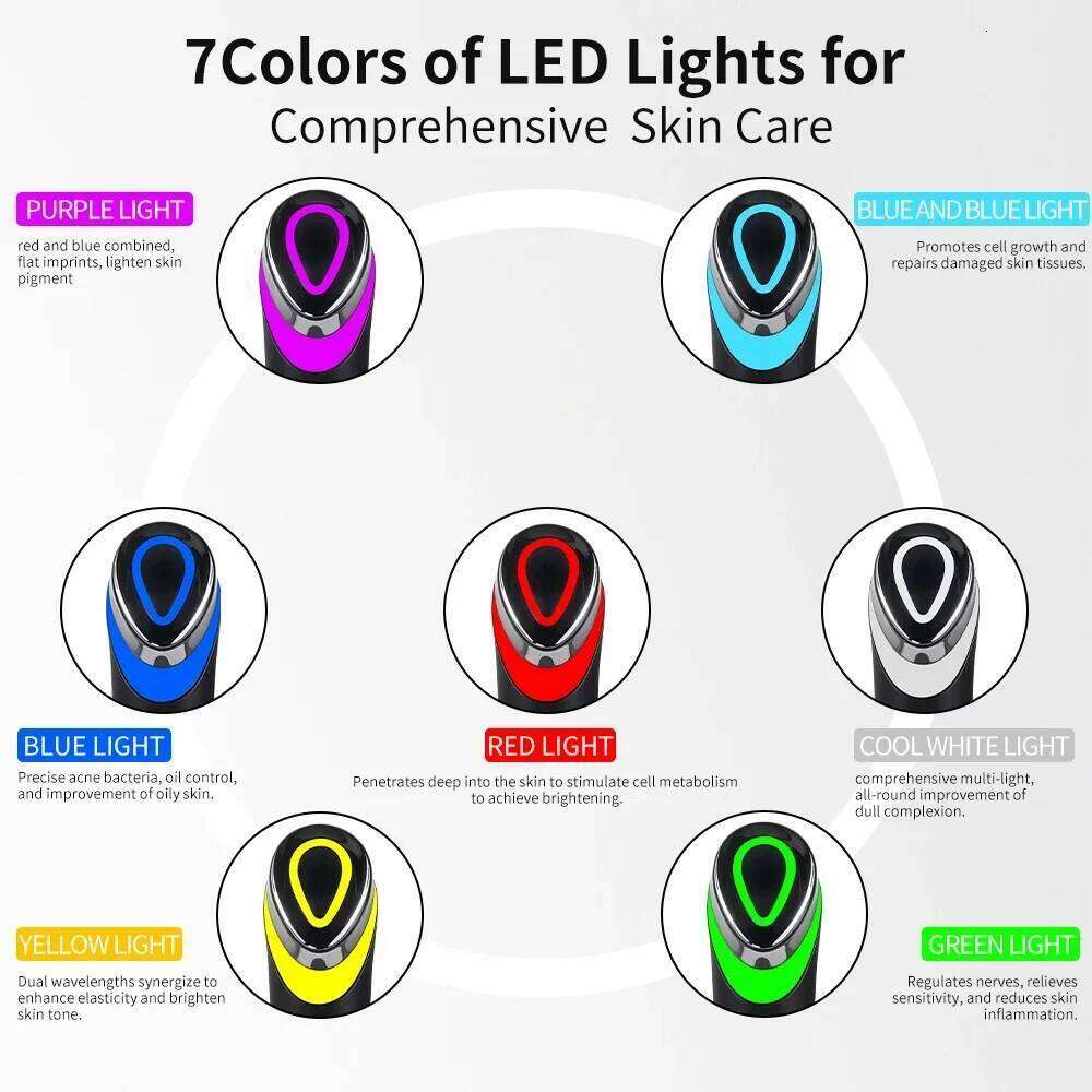 7In1 Age-R Booster EMS Microcurrent Facial Device Anti-Wrinkle Lift Massager Skin Tightening Beauty Tool Home Use Rejuvenation